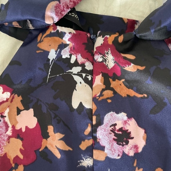 Lucky Brand Blue Floral Cold Shoulder Asymmetrical Dress - Picture 11 of 13